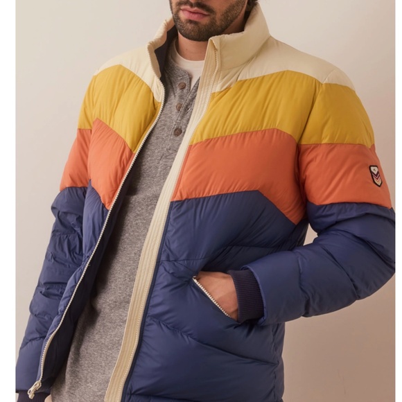 Marine Layer Archive NWT Colorblock Puffer Jacket Blue/Orange M or L MSRP $248 - Picture 5 of 14